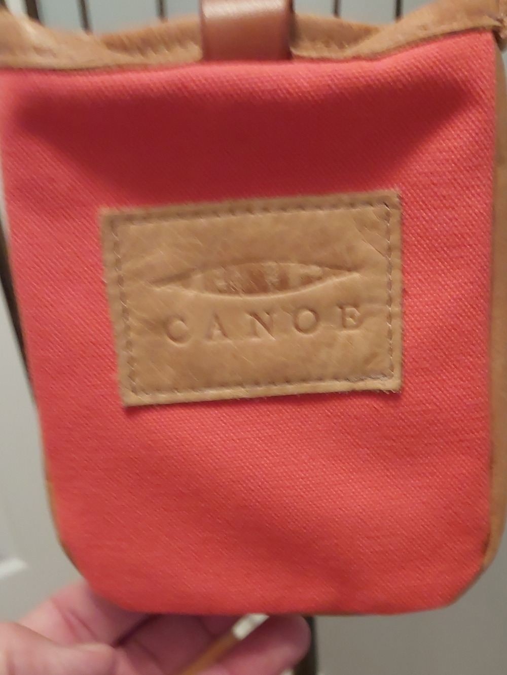 Coral Canvas Wristlet Clutch